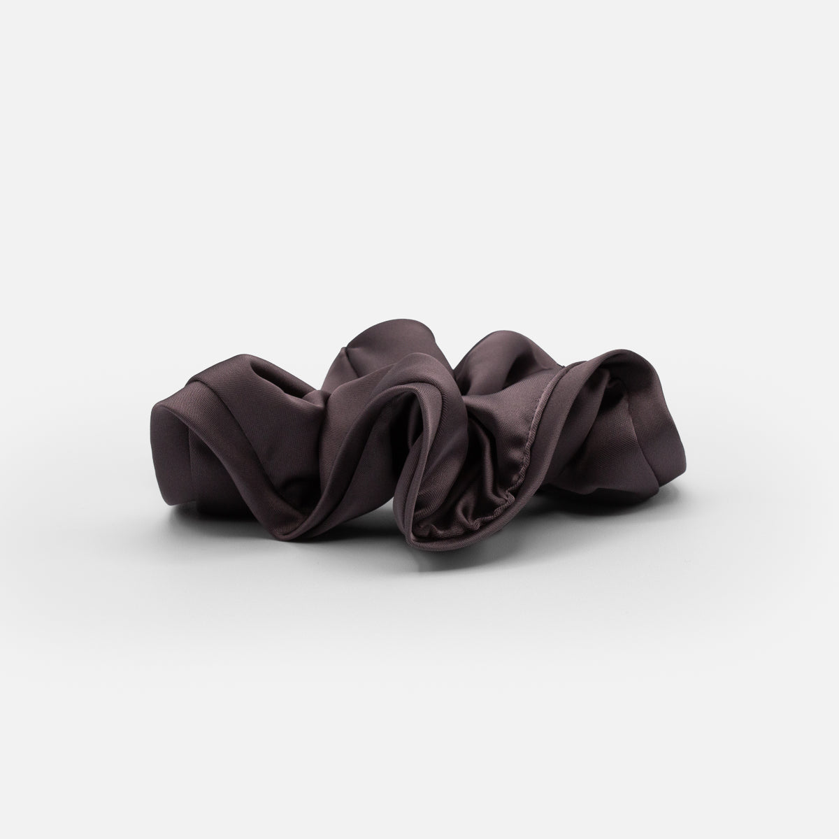 Plain grey satin scrunchie