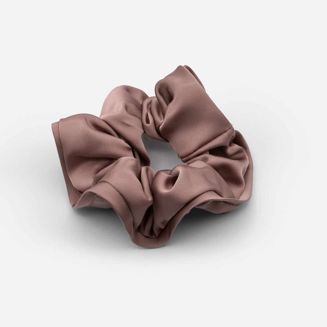 Plain brown satin scrunchie