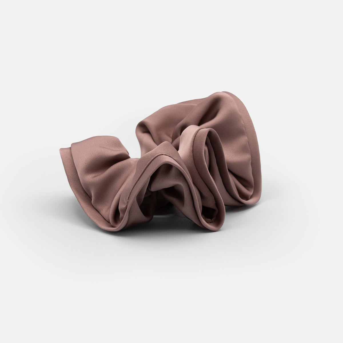 Plain brown satin scrunchie