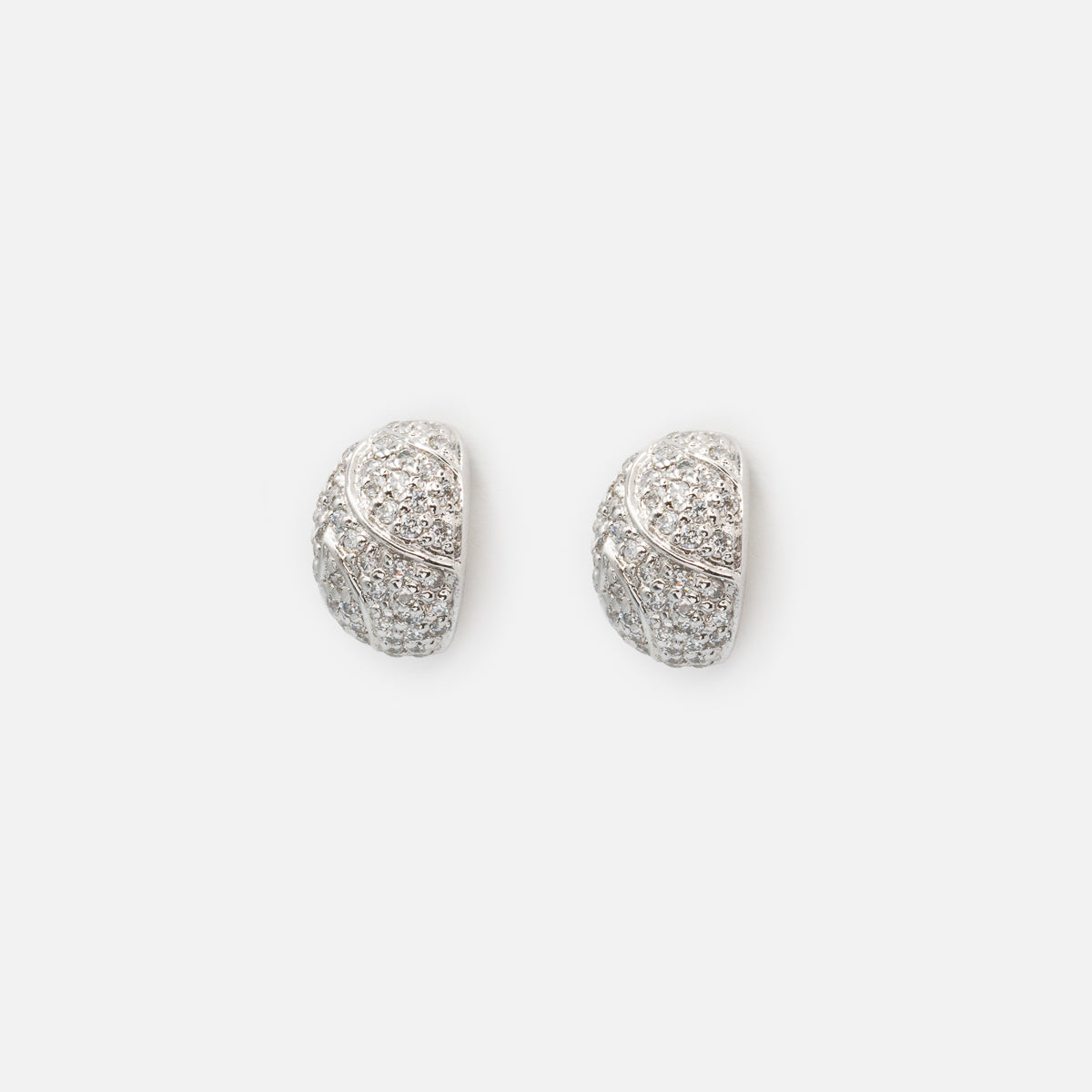 15mm stud earrings in sterling silver with stones