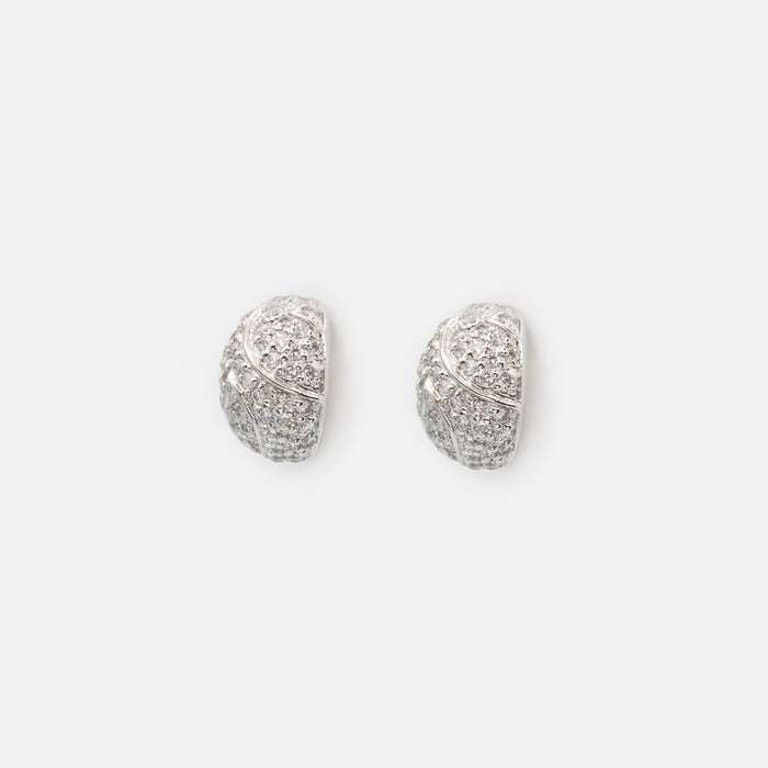 Boucles d'oreilles fixes 15mm en argent sterling avec pierres