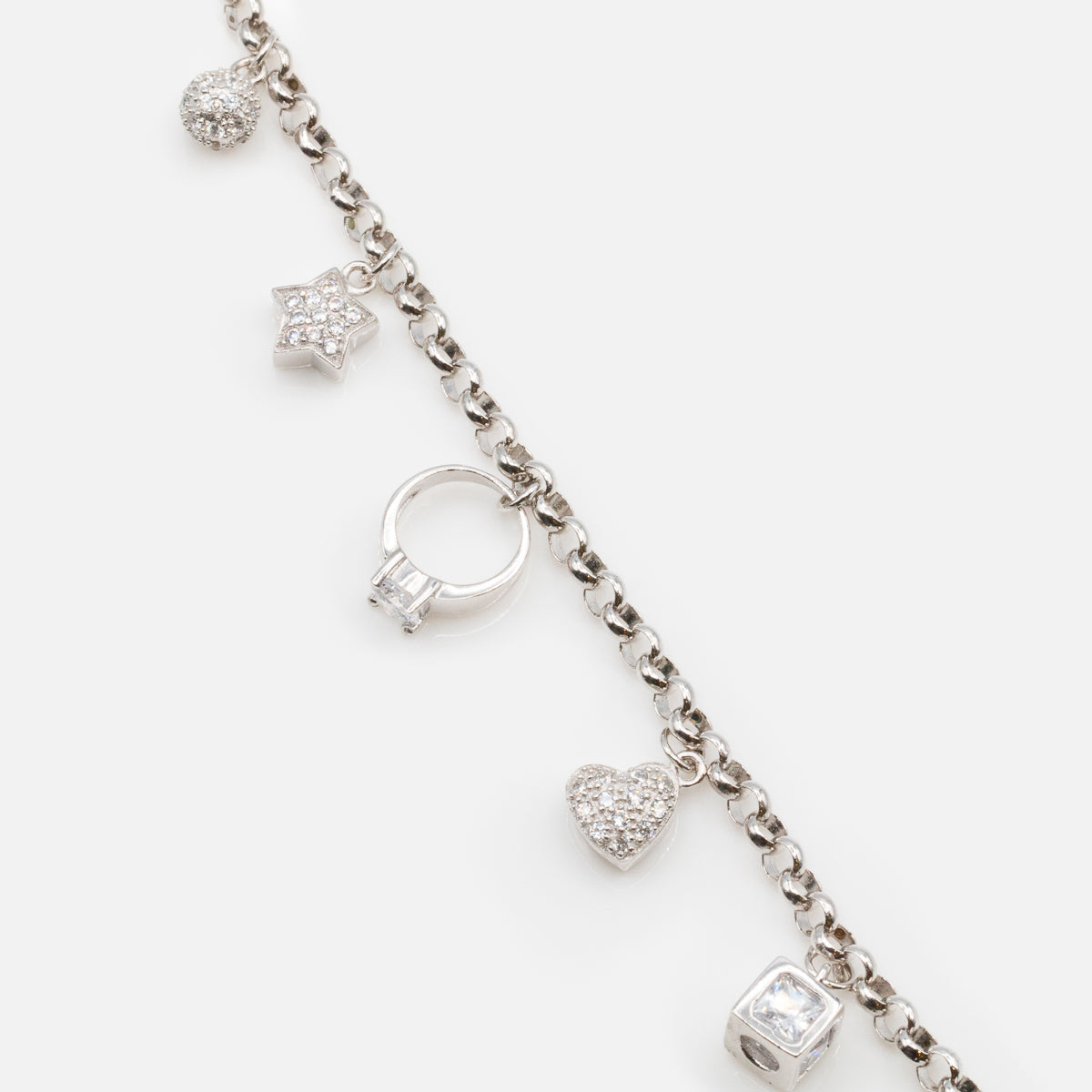 Bracelet à breloques avec zircons cubiques en argent sterling
