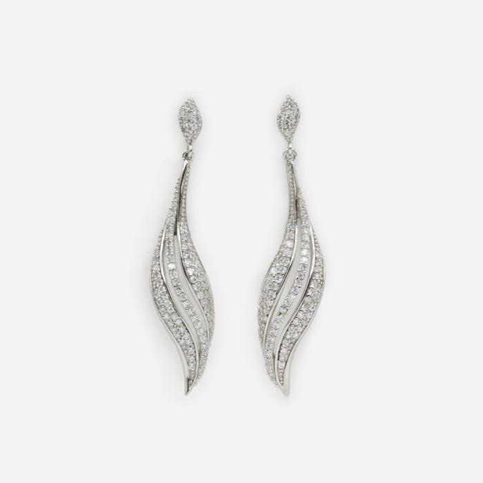Boucles d'oreilles pendantes avec zircons cubiques en argent sterling