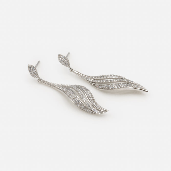 Boucles d'oreilles pendantes avec zircons cubiques en argent sterling