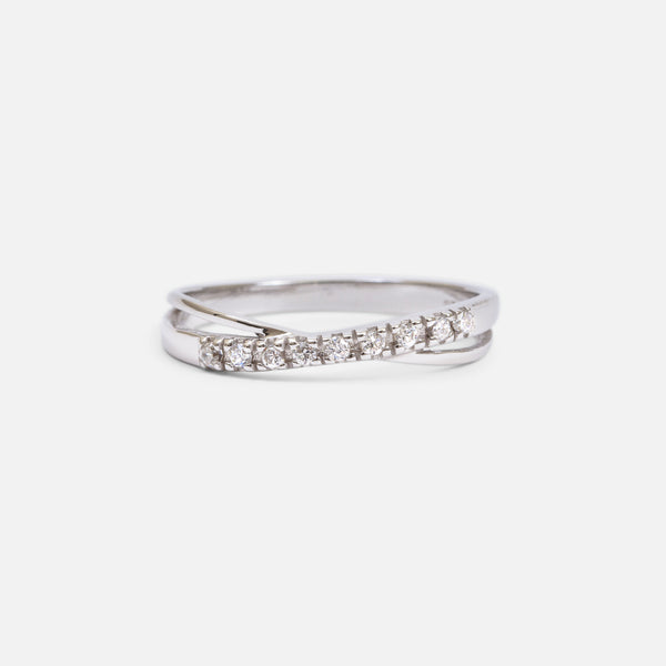 Load image into Gallery viewer, Sterling silver crossed ring with stones
