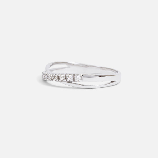 Load image into Gallery viewer, Sterling silver crossed ring with stones
