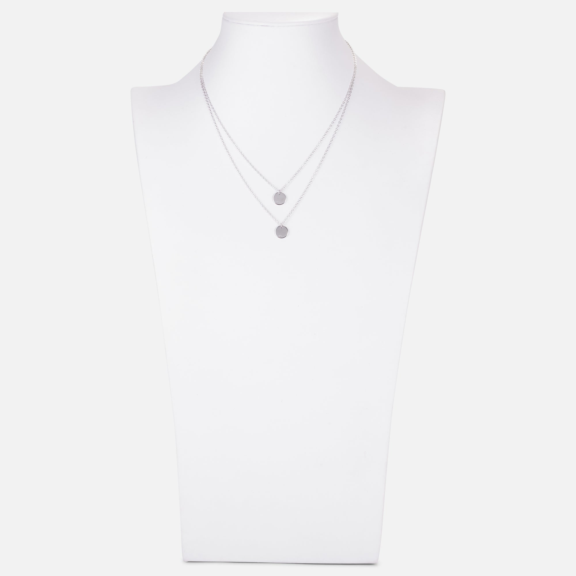 Collier double argenté en argent sterling – Bizou