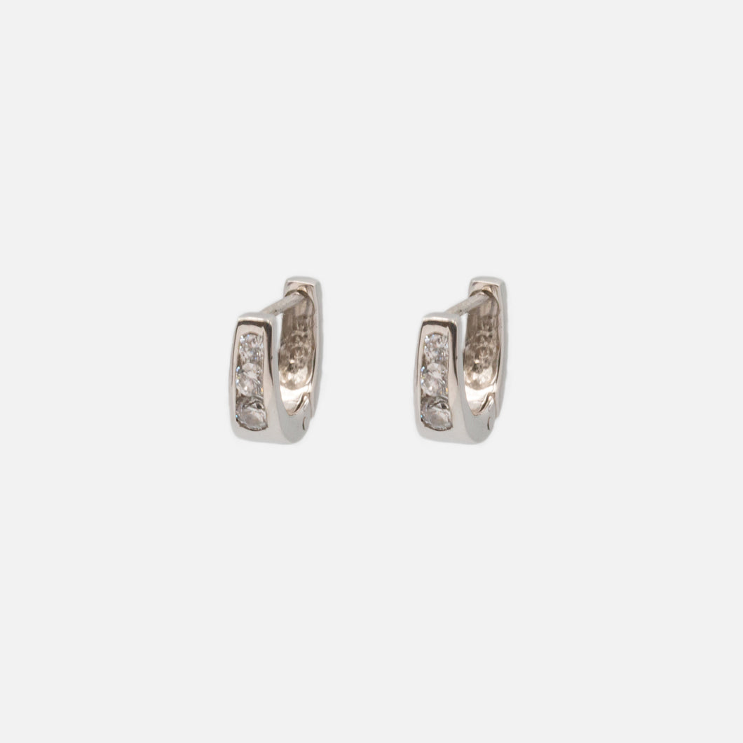 Hoop earrings with stones in sterling silver