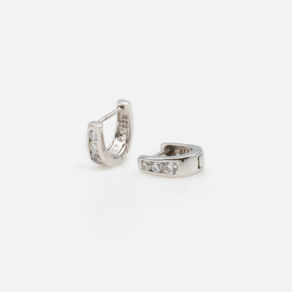 Load image into Gallery viewer, Hoop earrings with stones in sterling silver
