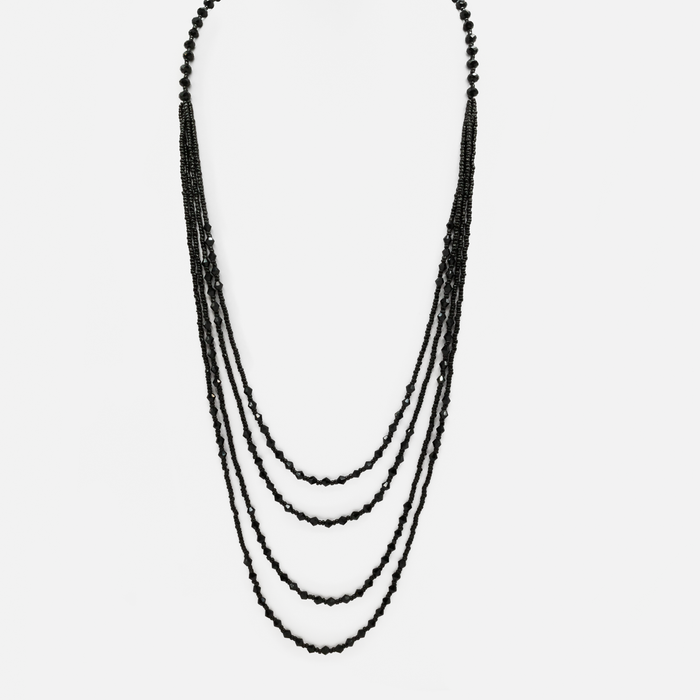 Long collier noir 4 rangs