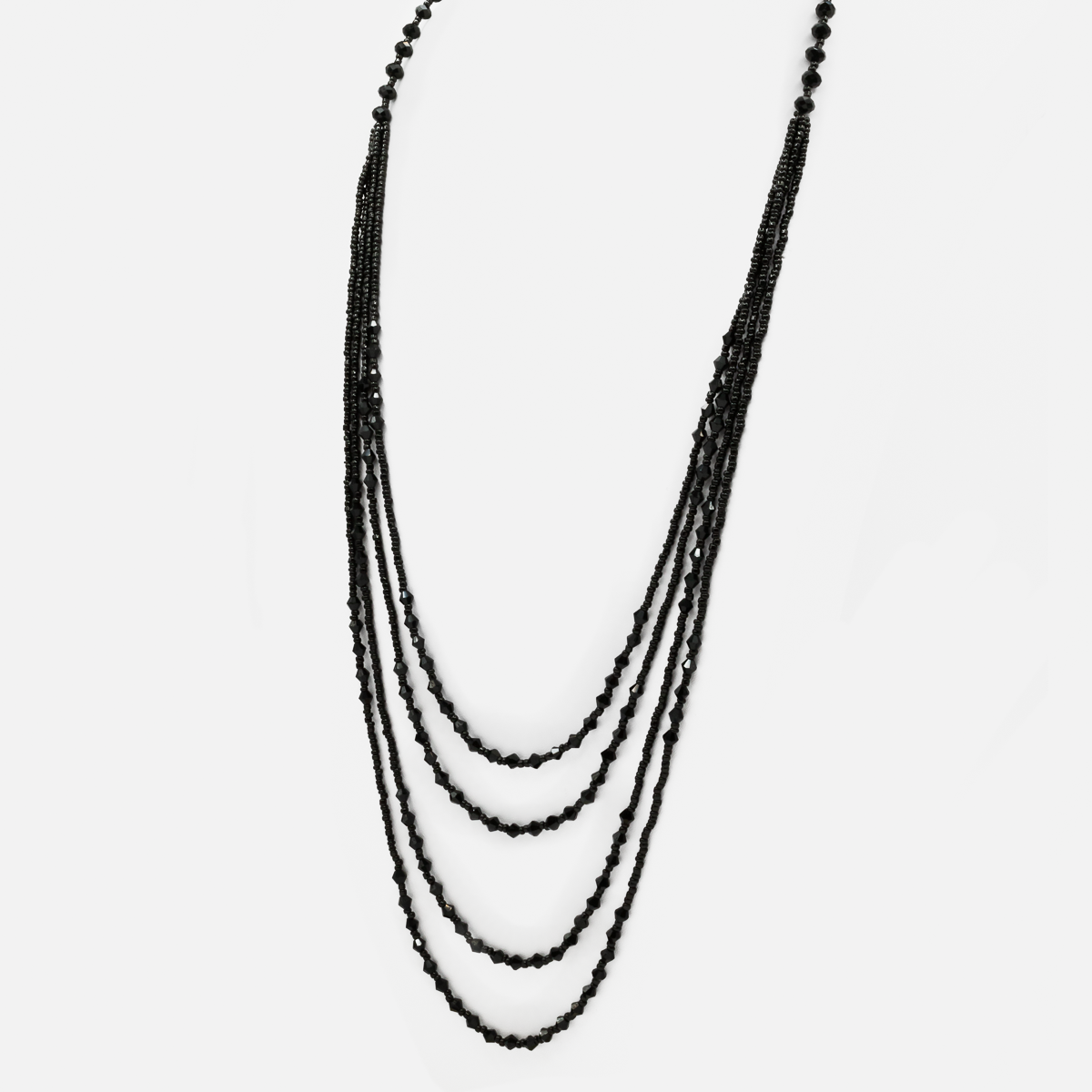 Long black 4-row necklace