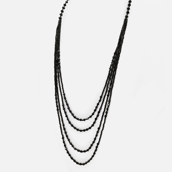 Load image into Gallery viewer, Long black 4-row necklace
