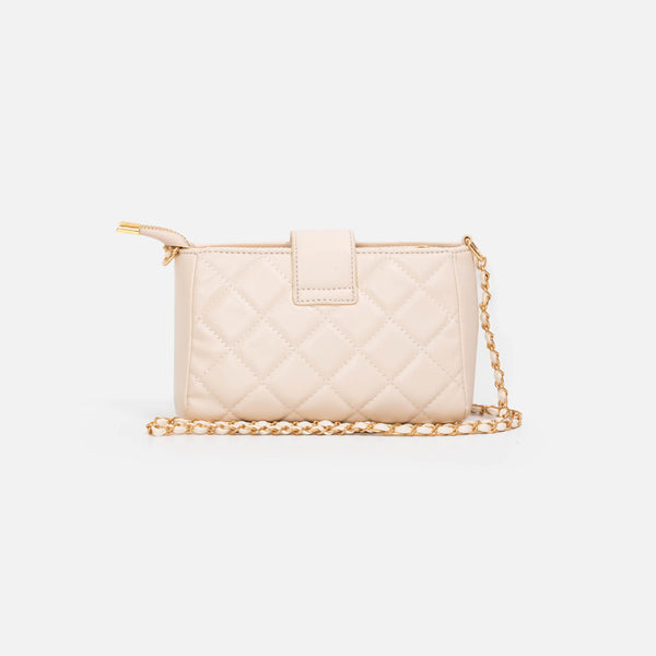 Load image into Gallery viewer, Beige quilted crossbody bag
