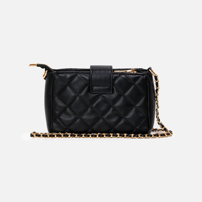 Sac à main noir matelassé à bandoulière