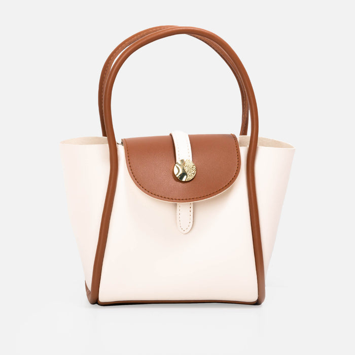 Sac à main blanc avec poignée brune
