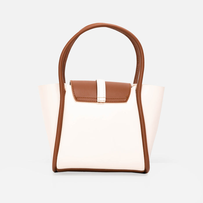 Sac à main blanc avec poignée brune