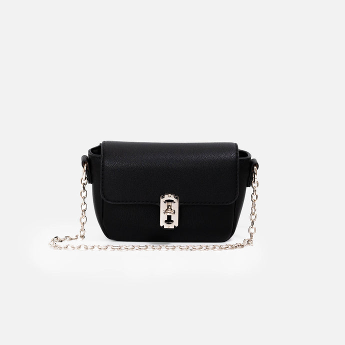 Sac à main noir bandoulière avec fermoir en métal