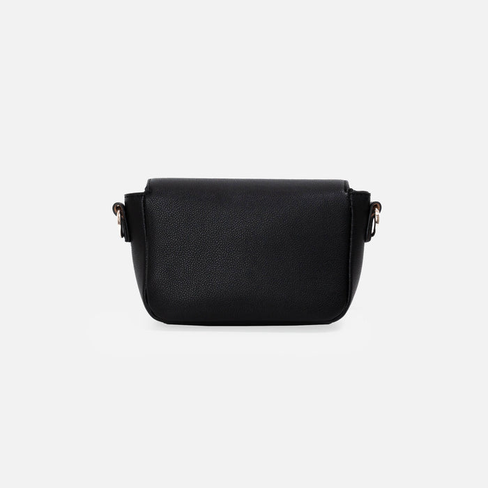 Sac à main noir bandoulière avec fermoir en métal