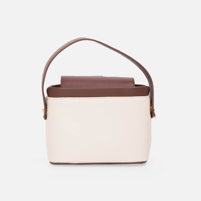 Sac à main beige avec poignée brune