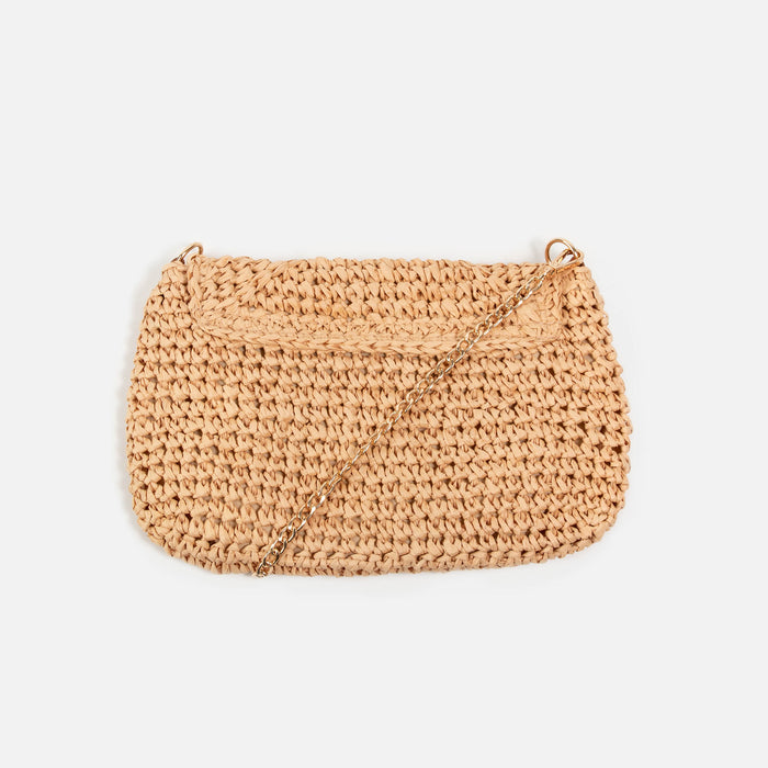 Sac à main en paille beige