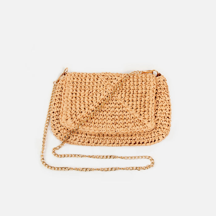 Sac à main en paille beige