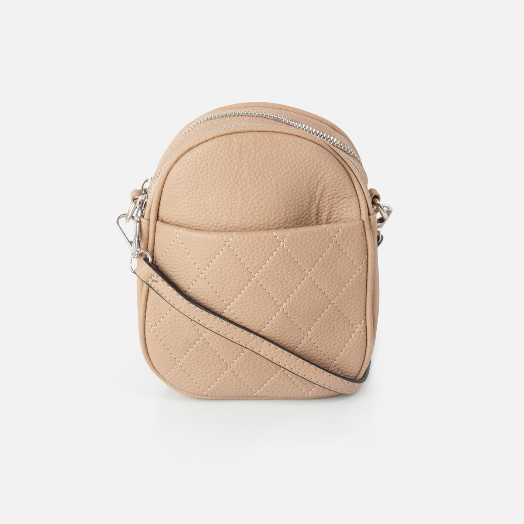 Sac à main bandoulière beige en forme de dôme