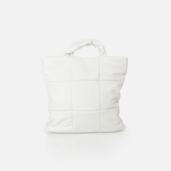 Load image into Gallery viewer, Ivory Quilted Square Tote Bag
