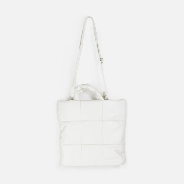 Load image into Gallery viewer, Ivory Quilted Square Tote Bag
