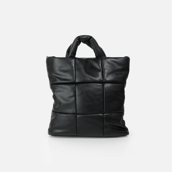 Load image into Gallery viewer, Black quilted square tote bag
