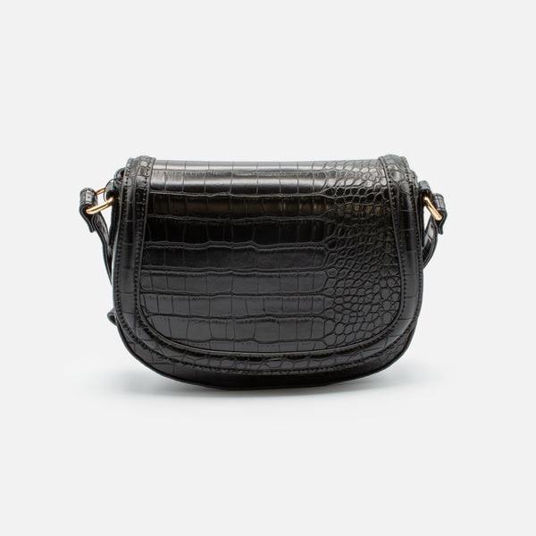 Load image into Gallery viewer, Black crocodile skin pattern shoulder bag
