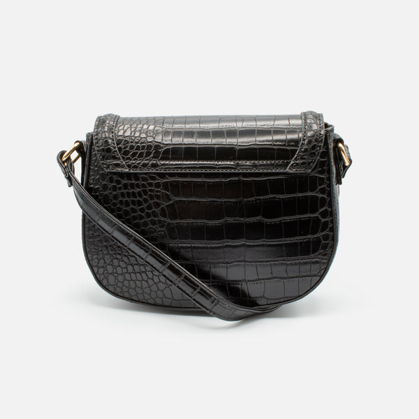Load image into Gallery viewer, Black crocodile skin pattern shoulder bag
