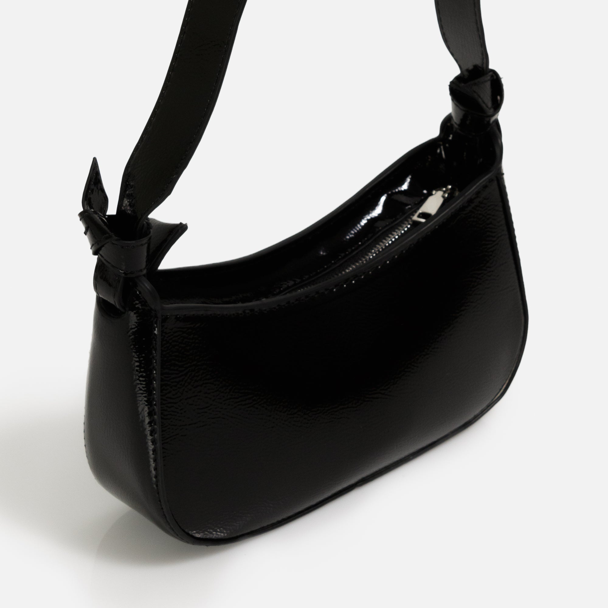 Black shoulder handbag with bows