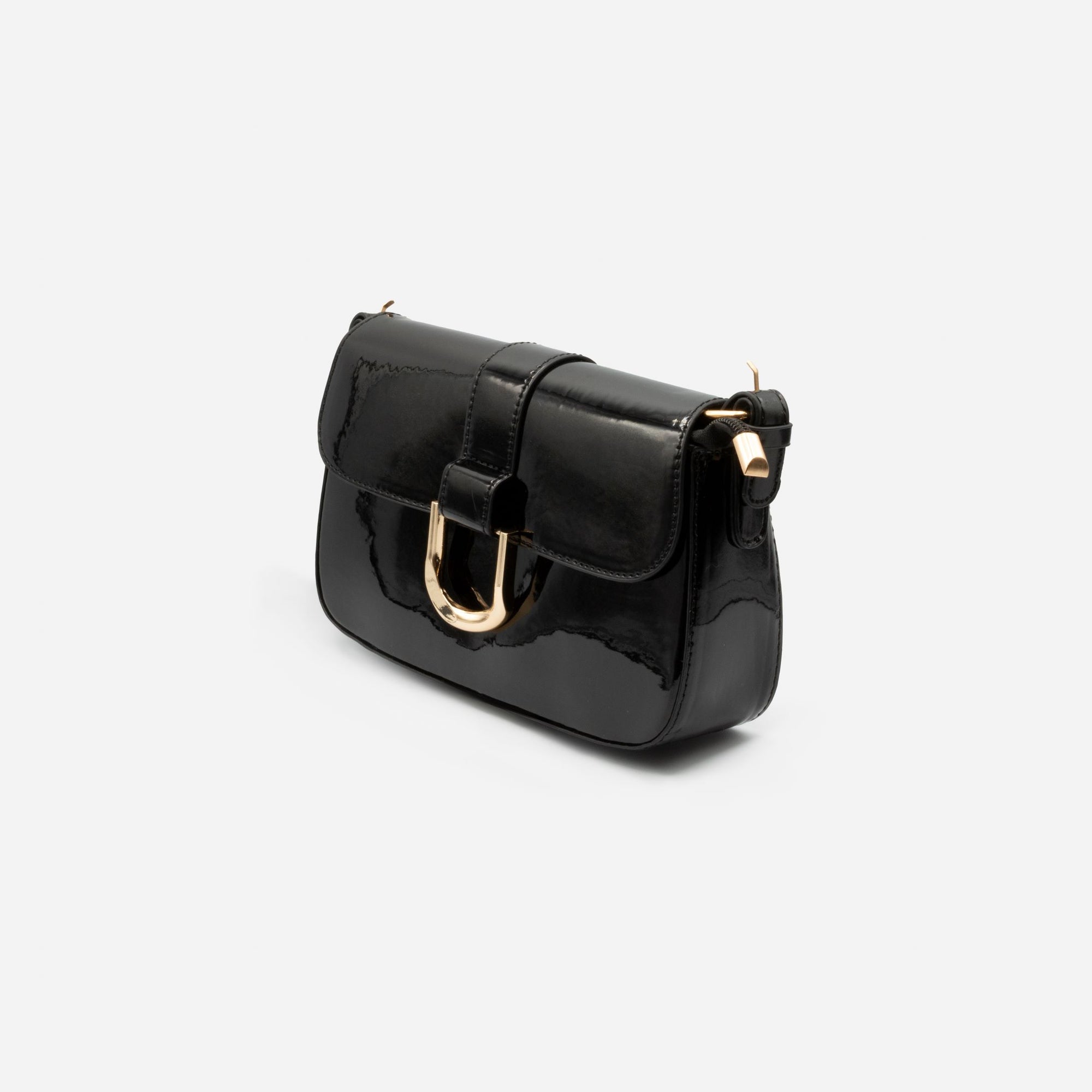 Sac à main bandoulière noir lustré