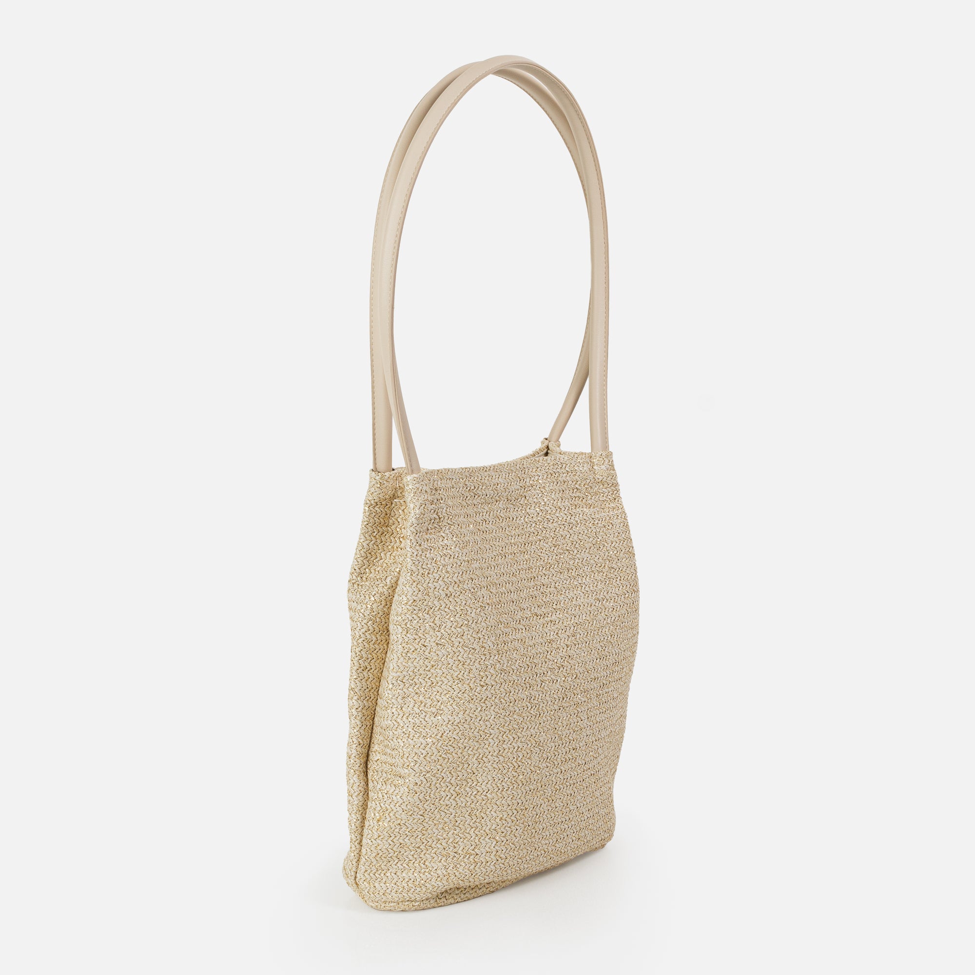 Straw tote bag with large rigid handles