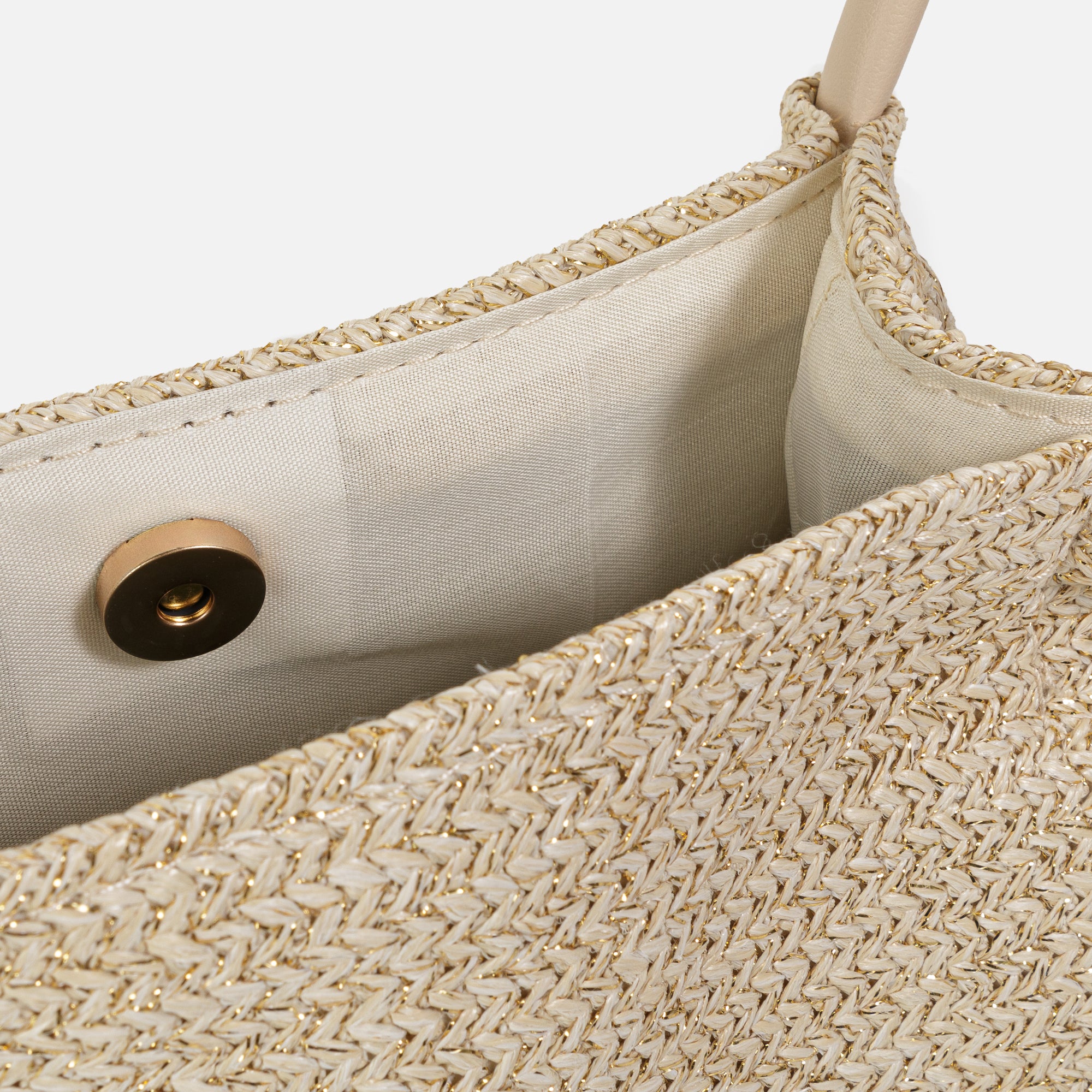 Straw tote bag with large rigid handles