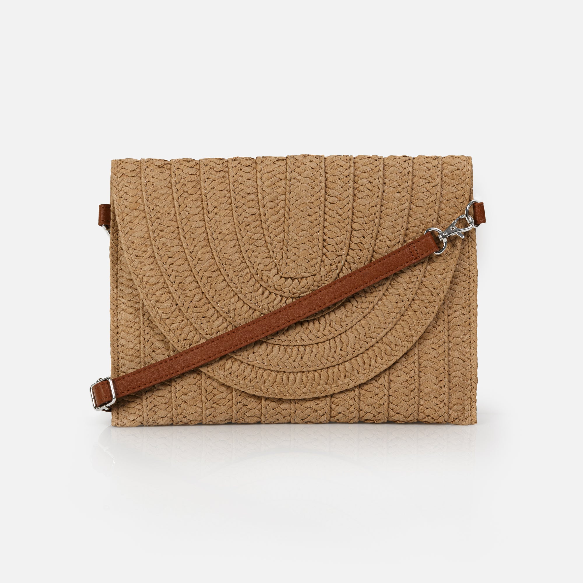 Straw clutch with removable strap