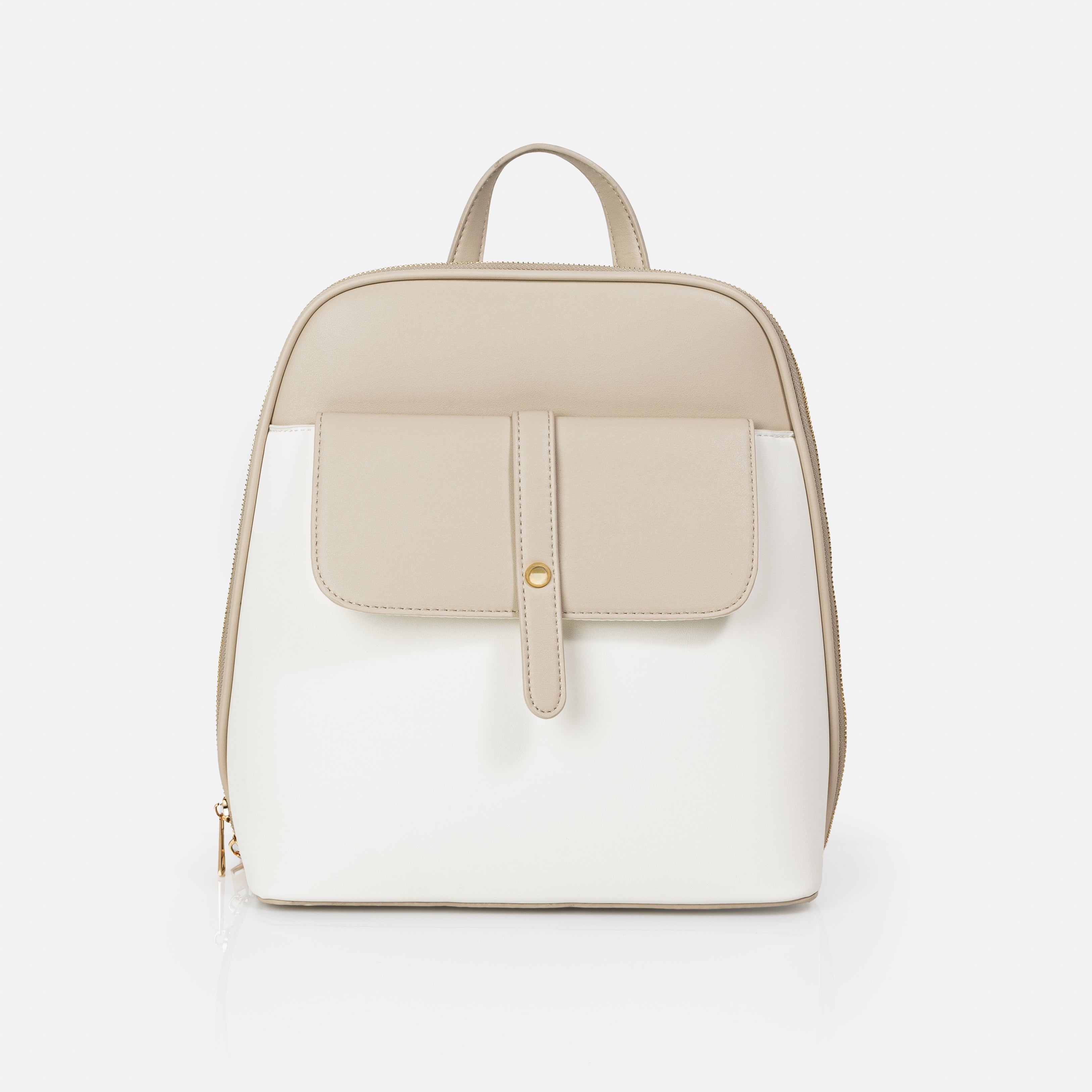 Ivory and beige PU backpack
