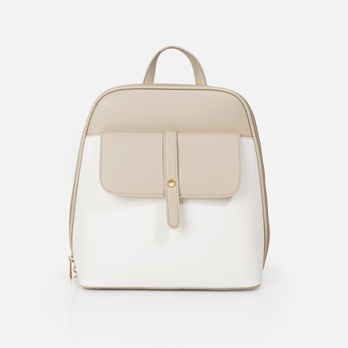 Ivory and beige PU backpack
