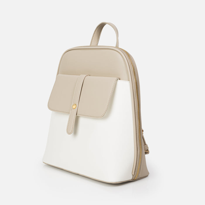 Sac à dos ivoire et beige en PU