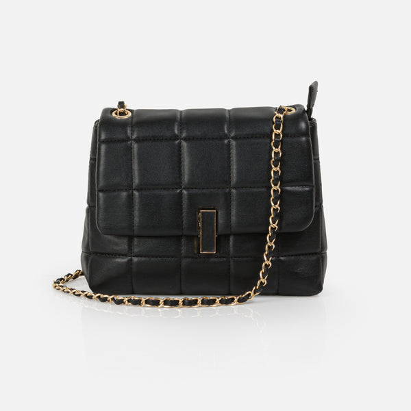 Load image into Gallery viewer, Black Quilted Twist Strap Handbag
