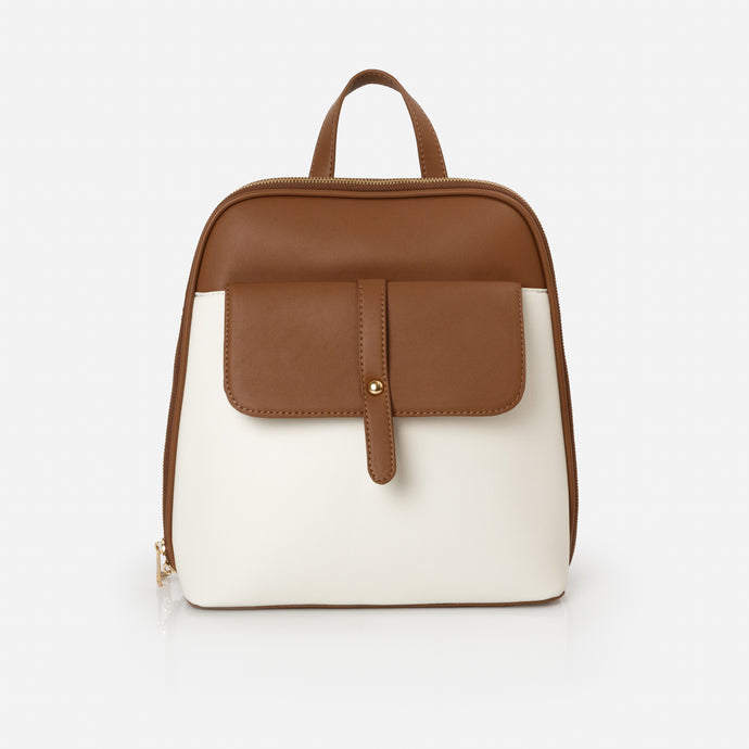 Sac à dos ivoire et caramel