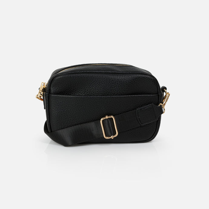 Sac bandoulière noir avec sangle en nylon