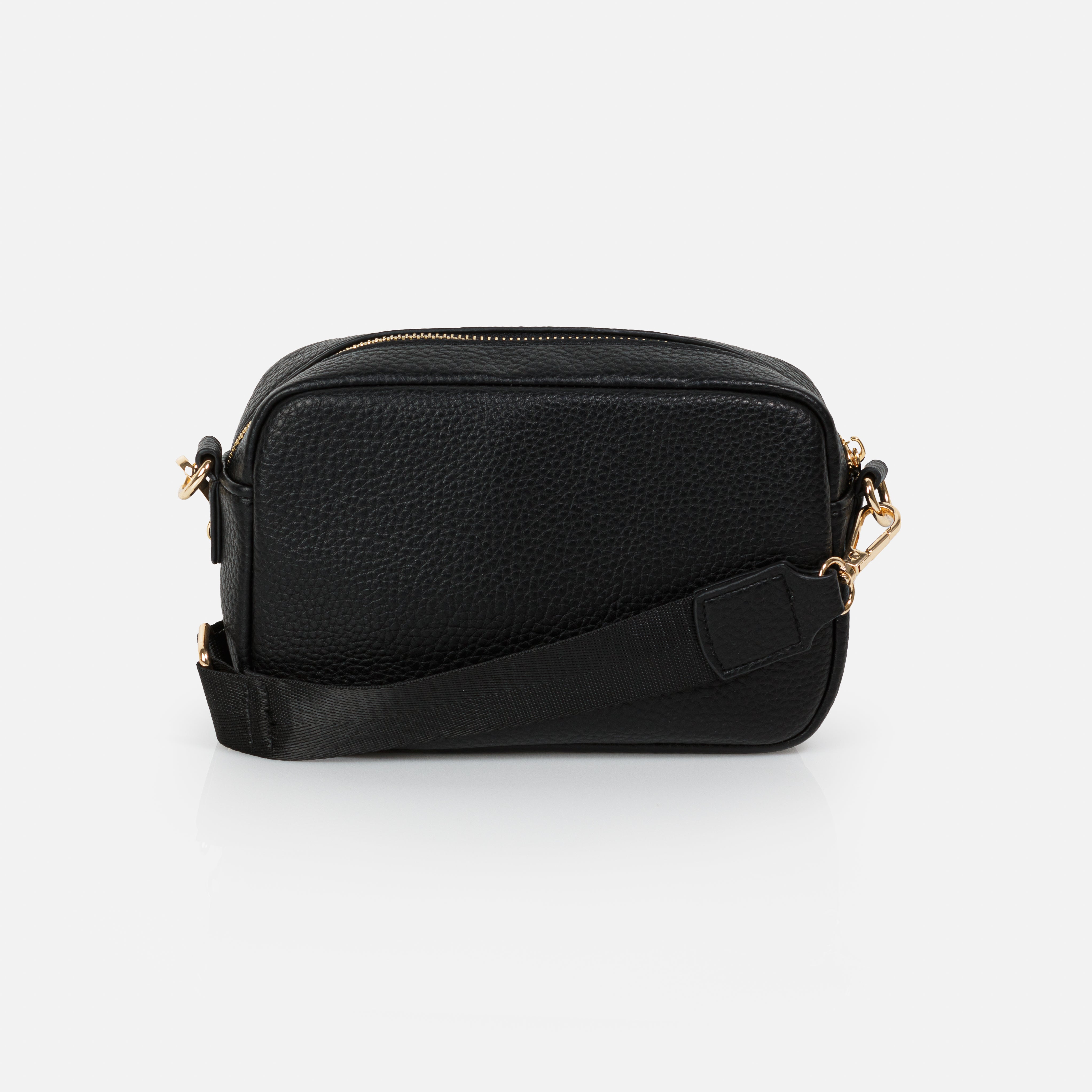 Black shoulder bag with nylon strap