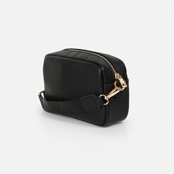 Sac bandoulière noir avec sangle en nylon