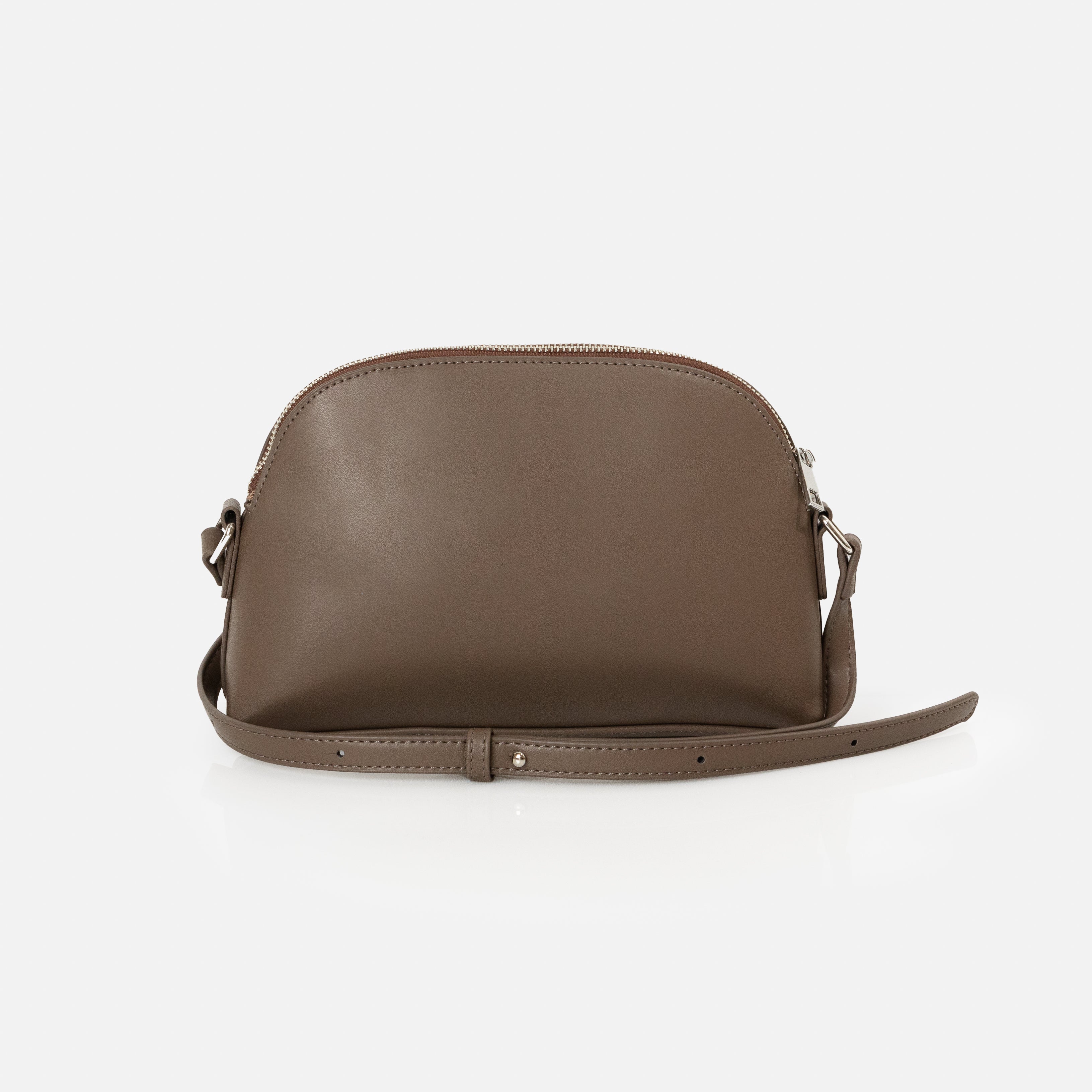 Taupe shoulder bag with front seam