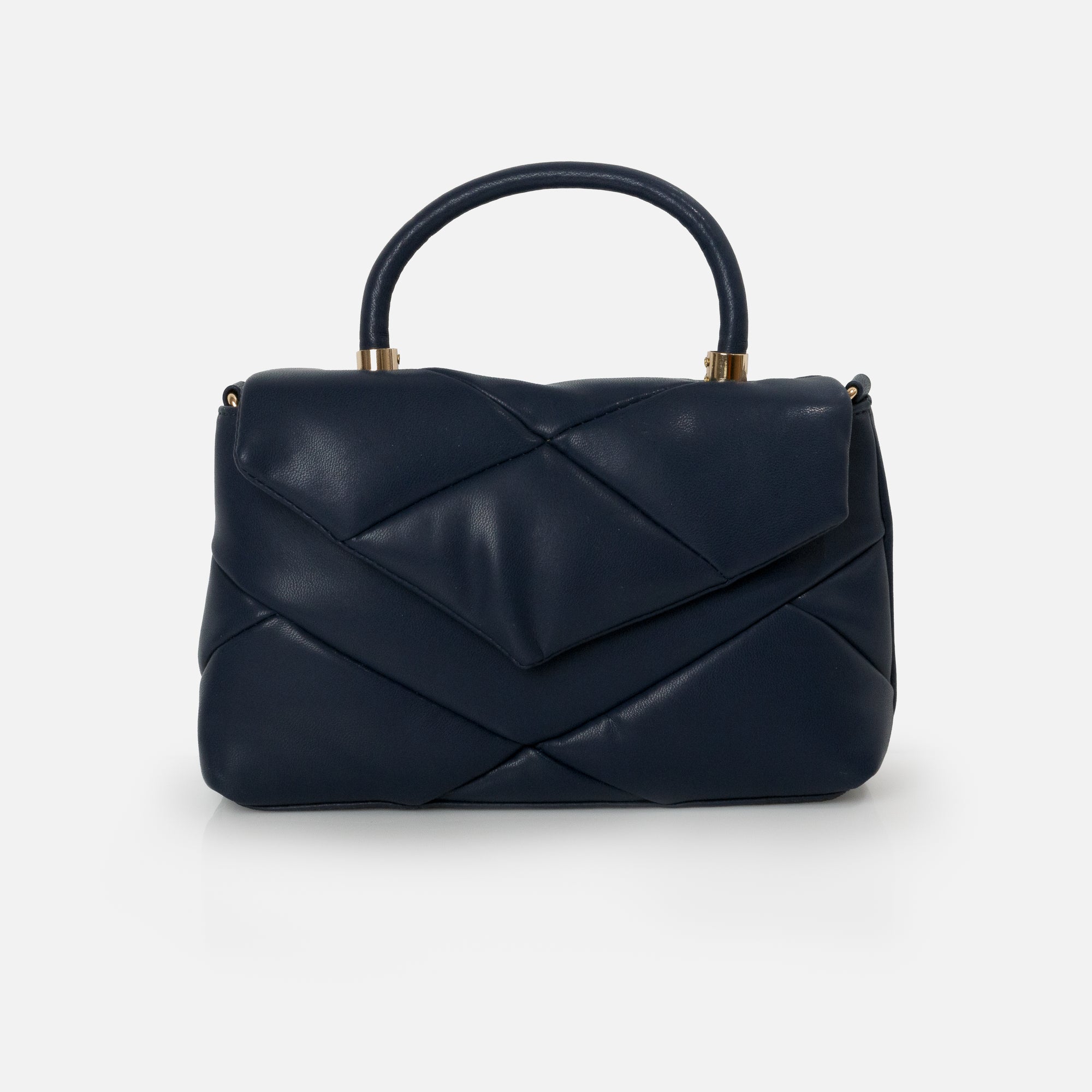 Navy quilted handbag with removable strap