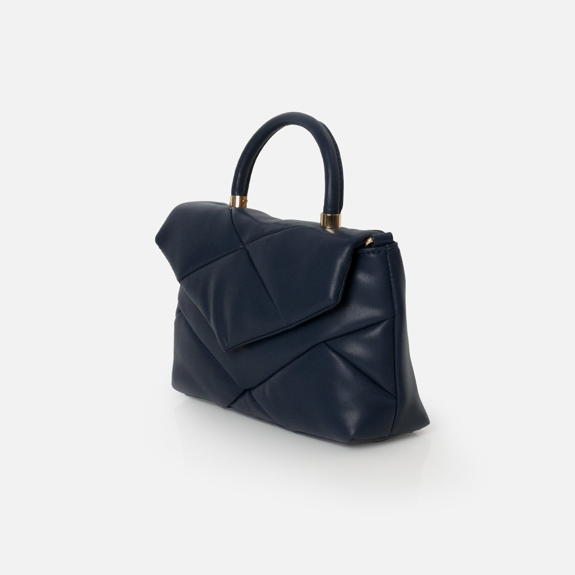 Navy quilted handbag with removable strap