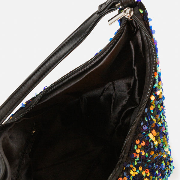 Load image into Gallery viewer, Navy and iridescent sequin handbag
