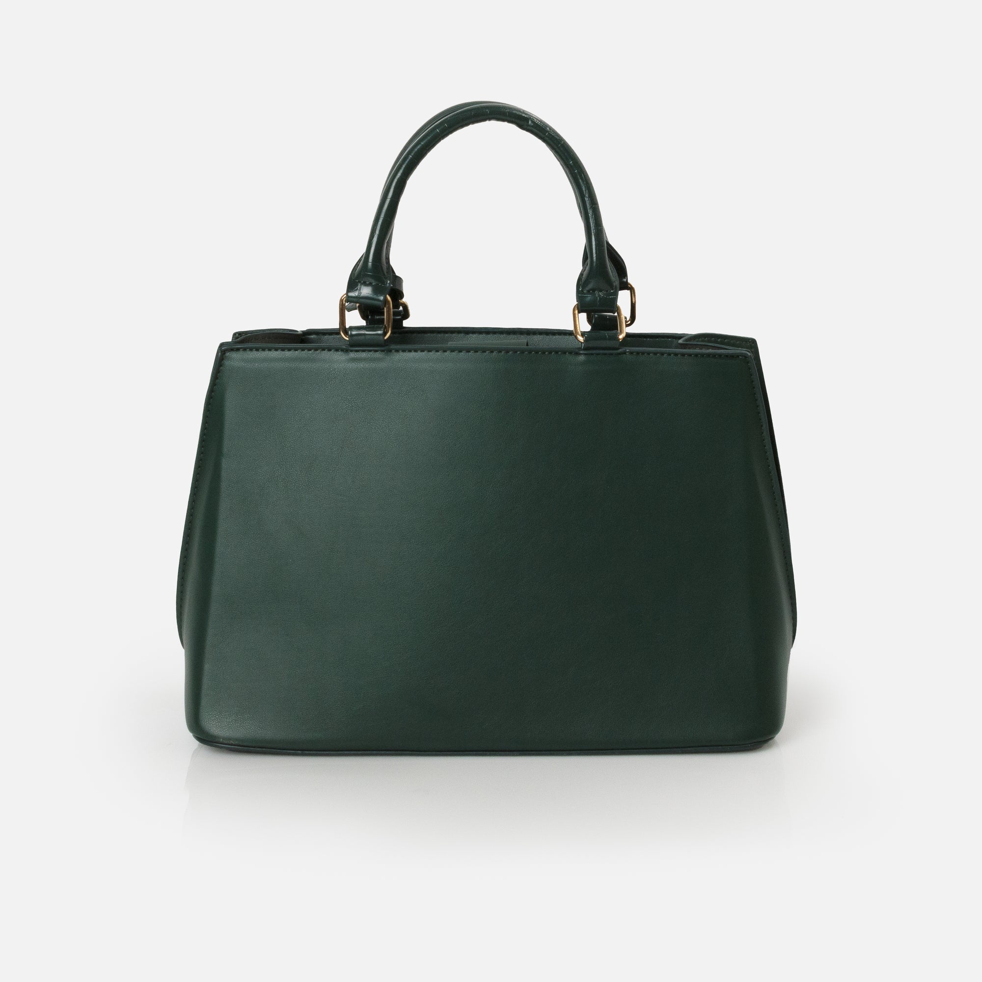 Dark green handbag with crocodile skin details