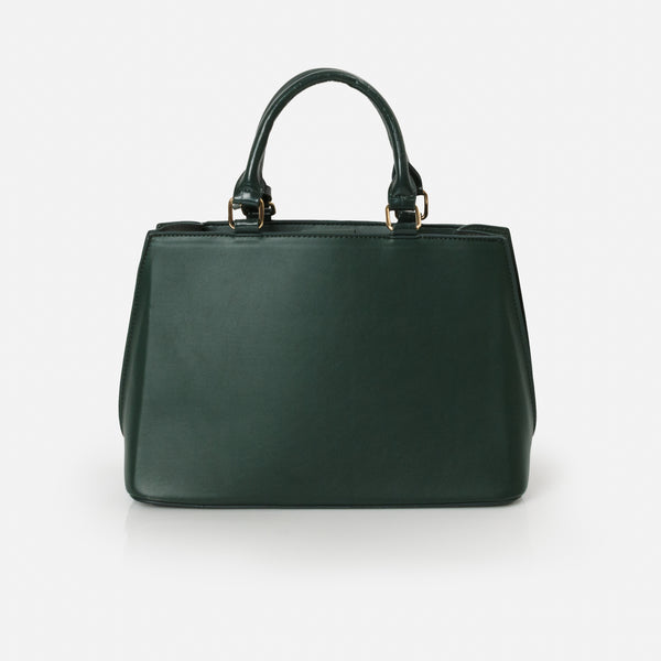Load image into Gallery viewer, Dark green handbag with crocodile skin details
